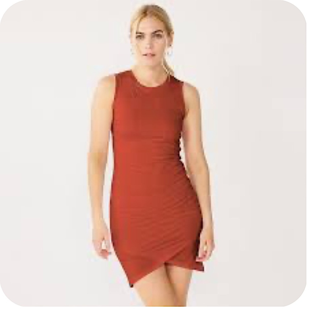 Nine West- French Terry Tulip-Hem Sheath Dress, Size XL, Terracota
